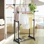PNPGlobal Double Rail Rolling Garment Rack Adjustable Clothes Drying Hanger Laundry Rack