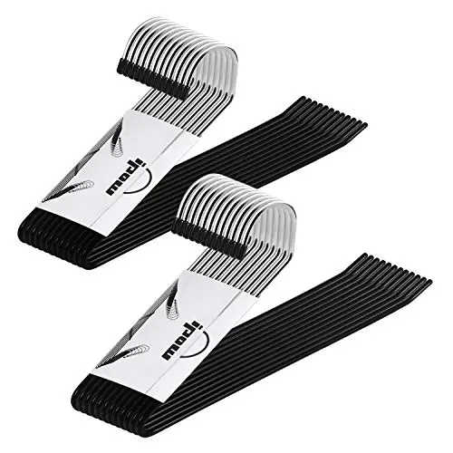 IPOW Upgraded 24 Pack Heavy Duty Slacks/Trousers Pants Hangers Open Ended Hanger Easy Slide Organizers, Metal Rod with a Large Diameter, Chrome and Black Friction IPOW Upgraded 24 Pack Heavy Duty Slacks/Trousers Pants Hangers Open Ended Hanger Easy Slide Organizers, Metal Rod with a Large Diameter, Chrome and Black Friction