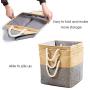Prandom Large Foldable Cube Storage Baskets Bins 13x13 inch [3-Pack] Fabric Linen Collapsible Storage Bins Cubes Drawer with Cotton Handles Organizer for Shelf Toy Nursery Closet Bedroom(Gray/Beige)…