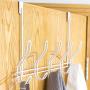 Over The Door Hook - 5 Hooks Towel Rack for Bathroom Storage Closet - Behind The Door Organizer Clothes Rack - Shoe Or Hat Holder - Office Cubicle Purse Hanger - Door Hook (White)
