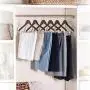 High-Grade Wooden Suit Hangers Skirt Hangers with Clips (10 Pack) Smooth Solid Wood Pants Hangers with Durable Adjustable Metal Clips, 360° Swivel Hook, Shoulder Notches for Dress Coat, Jacket, Blouse