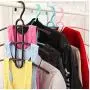 10pcs Random Color Plastic Cloth Hanger Space Saver Non-Slip Hook Clothes Holder Drying Rack Clothing Organizer 3 Layers Fish Bone Shaped