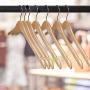 NAHANCO 81-17CH 17" Flat Wood Hanger with Notches, Chrome Hook, Natural (Pack of 100)