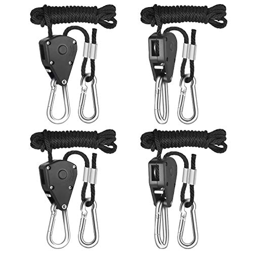 iPower GLROPEX2 2-Pair 1/8 Inch 8-Feet Long Heavy Duty Adjustable Rope Clip Hanger (150lbs Weight Capacity) Reinforced Metal, 2 Pack, Black