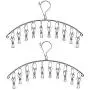 Z ZICOME 2 Pack Stainless Steel Laundry Drying Rack Clothes Hanger with 10 Clips for Socks, Baby Clothes, Cloth Diapers, Bras, Towel, Underwear, Hat, Scarf, Pants, Gloves