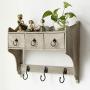 Cxjff Wall Coat Rack Clothes Hat Hanger Holder Drawers Home Style Solid Wood Creative, Log Color, 2 (Size : 59x13.5x38CM)