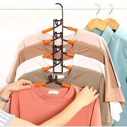 SUPOW Clothes Hangers, 5 in 1 Multi-Layer Nop-Slip Wardrobe Clothes Rack Metal Space Saver Clothes Storage Clothes Rack for Jacket, Coat, Sweater,Trousers, Shirt, T-Shirt, Ect.(Kids Size) (Bronze)