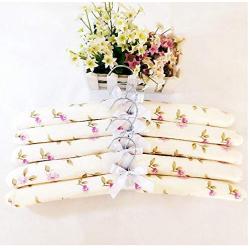 10PC Random Color Flower Cloth Non-Slip Wood Hangers Pastoral Cloth Hanger Non-Slip Clothes Hangers Drying Rack for Clothes Mixed Color Decoration