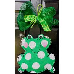 Polka Dot Frog Burlap Door Hanger- Frog Burlap Door Hanger-Spring Door Hanger- Spring Wreath-Frog Wreath-Door Decor