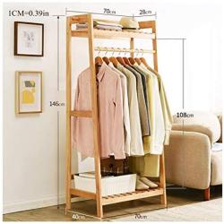 WYQSZ Floor Coat Rack, Solid Wood Hangers, Simple Rack Hangers, Home Bedroom Wooden Clothes Rack Multi-Function (Color : B, Size : 70146cm)