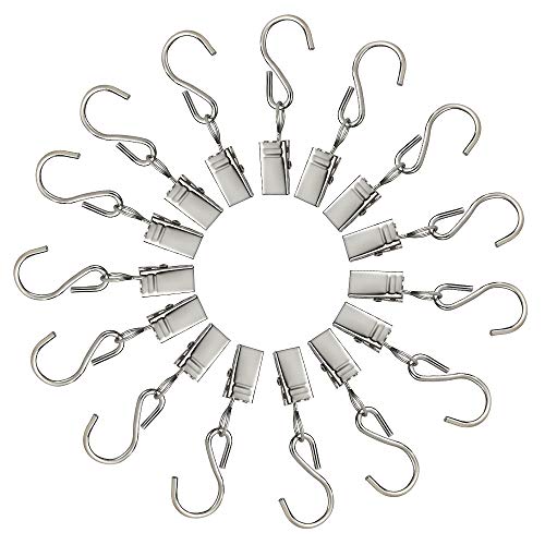 KUUQA 60 Pack Stainless Steel Curtain Clip String Party Light Hanger Clips Hanging Clamp Hooks Outdoor Activities Wire-Party Supplies