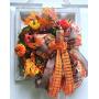 Pumpkin Window Distressed Frame Wreath, Fall Autumn Door Hanger, Window Frame Floral Decor, Pumpkin, Home Design