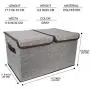 Simple Haus Designs Large Storage Cubes Gray [2-Pack] Linen Fabric Decorative Storage Boxes Organizer Containers with Handles Lid Divider for Home, Bedroom, Closet Office, Living Room, Nursery