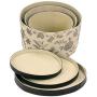 Household Essentials 3-Piece Hat Boxes Set with Faux Leather Lids, Floral Pattern