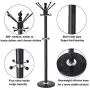 HSada Coat Rack Free Standing - Metal Coat Rack Hat Hanger with Round Base for Clothes,Scarves,Handbags,Umbrella - Super Easy Assembly NO Tools Required - Ship from US(12 Hooks,Black)
