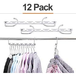 LuLaRine Stainless Steel Magic Hangers Space Saving Hangers Clothes Space Saving Wardrobe Clothing Hanger Organizer Closet (12 Pack)