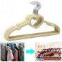 10PCS Color Random Clothes Hangers Plastic Heart-Shaped Flocking Hanger Portable Drying Rack Hanger Home Clothing Organizer