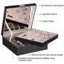 BEWISHOME Ring Organizer and Earring Boxes Holder - 11 Ring Slots, 25 Earring Compartments, Large Mirror, 2 Layers - Jewelry Boxes Tray Cufflinks Storage for Girls Women Men, Black Faux Leather SSH21B BEWISHOME Ring Organizer and Earring Boxes Holder - 11 Ring Slots, 25 Earring Compartments, Large Mirror, 2 Layers - Jewelry Boxes Tray Cufflinks Storage for Girls Women Men, Black Faux Leather SSH21B