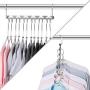 Bloberey Space Saving Hangers Metal Magic Cascading Hanger 10 Inch 6 x 2 Slots Closet Clothing Hanger Organizers（Pack of 4）