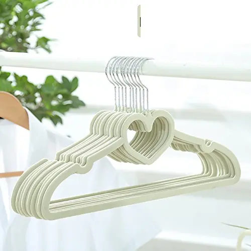 YJYS LJBY Velvet Hanger Skid Resistant No Trace of Hanger Drying Rack Clothes Hook-G, 10pcs