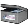 mDesign Soft Stackable Fabric Closet Storage Organizer Holder Bin with Clear Window, Attached Lid - for Home Office, Den, Hallway, Entryway - Textured Print - Medium, 4 Pack - Gray/Black mDesign Soft Stackable Fabric Closet Storage Organizer Holder Bin with Clear Window, Attached Lid - for Home Office, Den, Hallway, Entryway - Textured Print - Medium, 4 Pack - Gray/Black