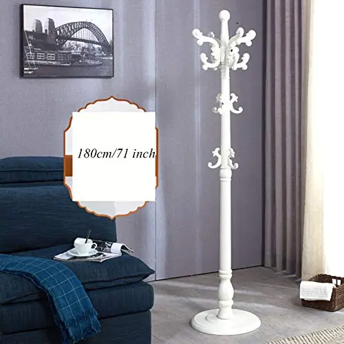 VBGHB Wooden Tree Coat Rack Stand, Floor Free Town Coat Rack with Hooks Easy Assembly Hallway Entryway Coat Hanger Stand for Clothes, Suits -g 180cm(71inch)