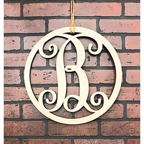 Monogram Door Hanger | Vine Letter B | Unpainted Natural Wood Finish | Great for Year Round Door Decor