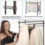 3 Compartment Laundry Sorter Hamper Heavy Duty Clothes Rack Hanging Rolling Laundry Cart with Wheels Rod Garment Rack Double Metal Height Adjustable Shelves Commercial Grade for Laundry room,Bronze