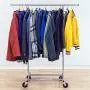 Tatkraft Darren Heavy Duty Adjustable Clothes Rack 100Kg, 220Lb Clothes Rack on Wheels, Easy to Set Up, Chromed Steel