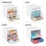 mDesign Plastic Accessory 3 Drawer Cube Boxes Storage Organizer Station for Baby/Kids Bedroom, Changing Table, Nursery or Playroom - Organization for Diaper Creams, Ointments, Supplies - White/Clear