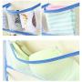 Alipher Bra Storage Bag Double Side Hanging Closet Organizer Stocking Mesh Pockets Clothes Hanging Bag with Metal Hanger (Blue)