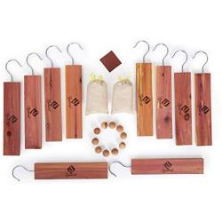 American Cedar Large Hang Ups Set - 10 Cedar Hangers & Cedar Balls , 2 Cedar Sachet - 100% Natural Fragrance Best moth protection & moth repellent