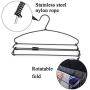 BESTOOL Hangers - Heavy Duty Pant Hangers - Non Slip Space Saving Trouser Hanger Wire Stainless Steel Flocked Hangers for Men Women and Kids Clothes - 4 Tier Laundry Closet Hanger (6 Pack)