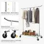 LANGRIA Heavy Duty Rolling Commercial Single Rail Clothing Garment Rack with Wheels Height Adjustable Collapsible Clothes Rack Max Load Capacity 143.5 lbs. for Bedroom Dressing Room Store (Chrome) LANGRIA Heavy Duty Rolling Commercial Single Rail Clothing Garment Rack with Wheels Height Adjustable Collapsible Clothes Rack Max Load Capacity 143.5 lbs. for Bedroom Dressing Room Store (Chrome)
