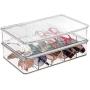 mDesign Plastic Rectangular Stackable Eye Glass Storage Organizer Holder Boxes for Sunglasses, Reading Glasses, Fashion Eye Wear, Accessories - 5 Sections, Hinged Lid - 2 Pack - Clear