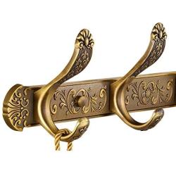 ZHEN GUO Antique Brass Coat Rack Wall Mounted 5 Hooks on Zinc Alloy Board Clothes Hanger