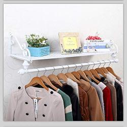 Yxsd Iron Coat Rack Garment Hanger Wall Mounted, Single Rail Clothes Holder and Storage Floating Shelf for Entryway Hallway Bedroom Bathroom (Color : White, Size : 100x28 cm)