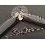Elegant Bridal Hanger Wedding Dress Hanger with Personalized Name in Silver wire on walnut stained wood hanger