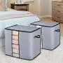 Extra Large Storage Bags[2Pack] Extra Thick Material Zippered Bedding Clothing Storage Container Organizer Storage Bags with Strenghthened Handles and Zippers Gray Color