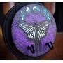Mini Purple and Black Luna Moth Holo Lunar Moon Phases Hand Made 2 Hook Jewelry Key Hanger Organizer.