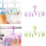 BLagenertJ Folding Drying Rack Underwear Socks Plastic Windproof Non-Slip Clothes Hanger with 12 Clips Purple
