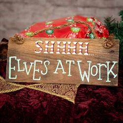 Elves at work Christmas Door hanger, Rustic holiday sign, Fun Christmas classroom sign