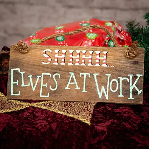 Elves at work Christmas Door hanger, Rustic holiday sign, Fun Christmas classroom sign Elves at work Christmas Door hanger, Rustic holiday sign, Fun Christmas classroom sign