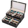 Leather 12 Piece Eyeglasses Storage and Sunglass Glasses Display Drawer Lockable Case Storage Boxes Organizer Black Leather 12 Piece Eyeglasses Storage and Sunglass Glasses Display Drawer Lockable Case Storage Boxes Organizer Black