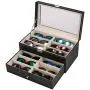 Leather 12 Piece Eyeglasses Storage and Sunglass Glasses Display Drawer Lockable Case Storage Boxes Organizer Black Leather 12 Piece Eyeglasses Storage and Sunglass Glasses Display Drawer Lockable Case Storage Boxes Organizer Black