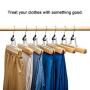 HOUSE DAY Wooden Pants Hangers 10 Pack Non Slip Wood Skirt Hangers Wood Jeans/Slack Hanger with 360° Swivel Hook - Pants Clip Hangers for Skirts, Slacks - Clamp Hangers