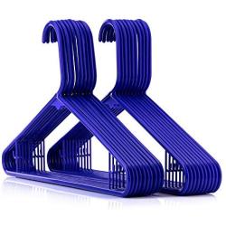 HANGERWORLD 20 Blue 16inch Plastic All Purpose Coat Clothes Garment Pant Skirt Bar Hangers Loop Hooks