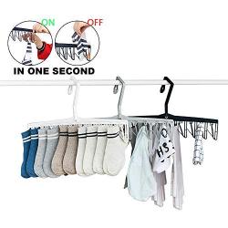 Magical Sock Hangers BARLEYHOME 3 Pack Sock Hangers, Space Saving Hangers Clothes Organizing in One Second Drying Rack Rotatable Windproof Laundry with 10 Clips