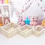 Decorative Storage Boxes, Unique Rectangular Wood Storage Bins and Wicker Baskets for Shelves, Closet and Kitchen, Wooden Storage Crates Handwoven with Cotton Rope(Ivory, Set of 3)