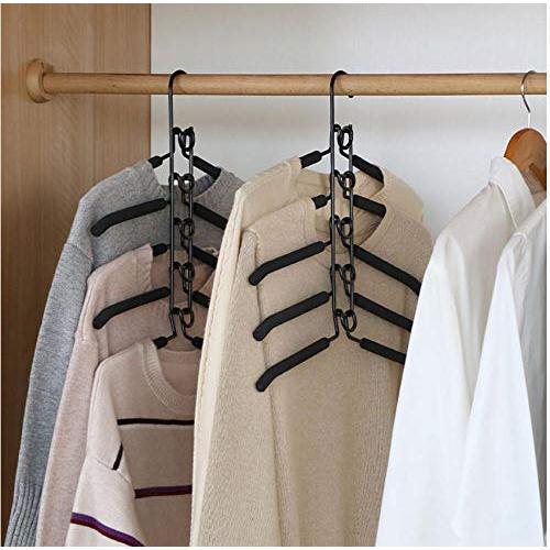 2PC Random Color 5 in 1 Multi-Layer Clothes Hangers Space-Saving Multiple Non-Slip Hanger for Wardrobe Decoration